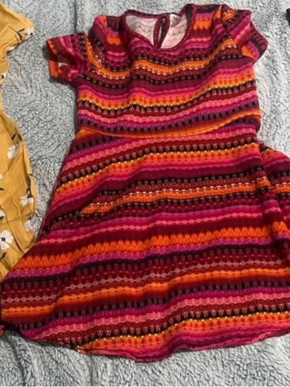 Carter's dress and Dark Blue Denim Capri Pants with Colorful Patch and clothes